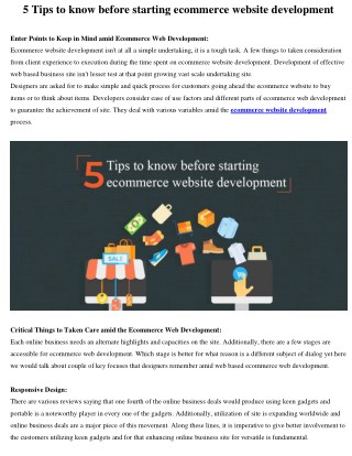 5 Tips to know before starting ecommerce website development
