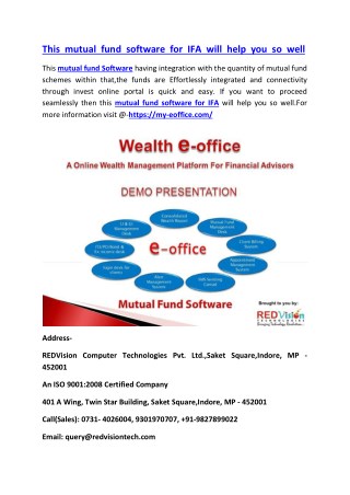 This mutual fund software for IFA will help you so well
