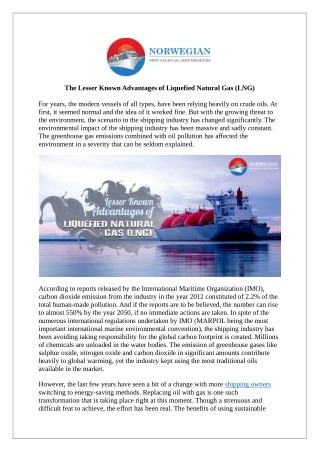 The Lesser Known Advantages of Liquefied Natural Gas (LNG)