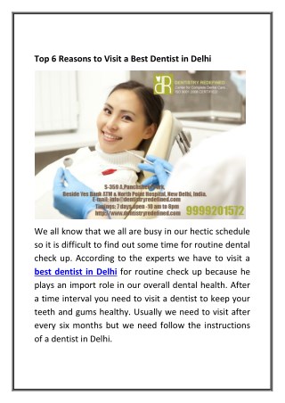 Top 6 Reasons to Visit a Best Dentist in Delhi