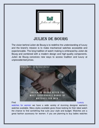 Mechanical Wristwatches for Women - Julien de Bourg