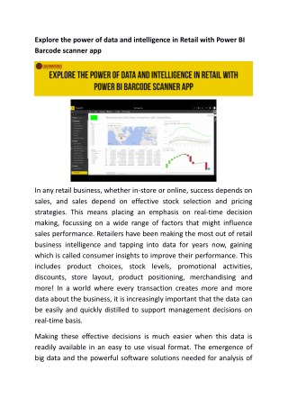 Explore the power of data and intelligence in Retail with Power BI Barcode scanner app