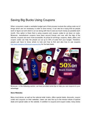 Saving Big Bucks Using Coupons