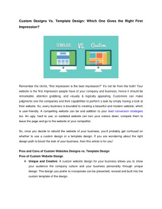 Digital Marketing Ideas | Custom Designs Vs Template Design