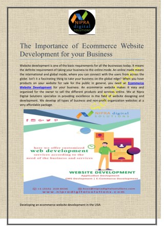 The Importance of Ecommerce Website Development for your Business