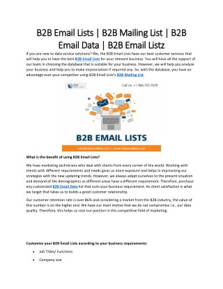 B2B Email Lists | B2B Mailing List | B2B Email Data | B2B Email Listz