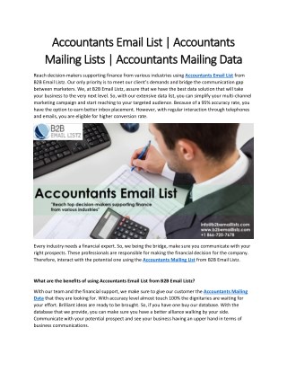 Accountants Email List | Accountants Mailing Lists | Accountants Mailing Data