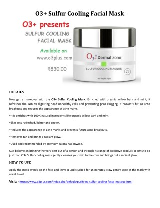 O3plus Sulfur Cooling Facial Mask