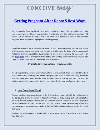 Getting Pregnant After Depo: 5 Best Ways