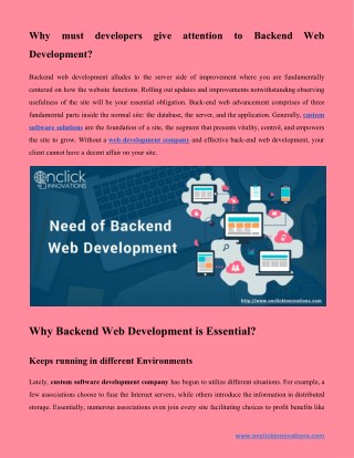 Why must developers give attention to Backend Web Development