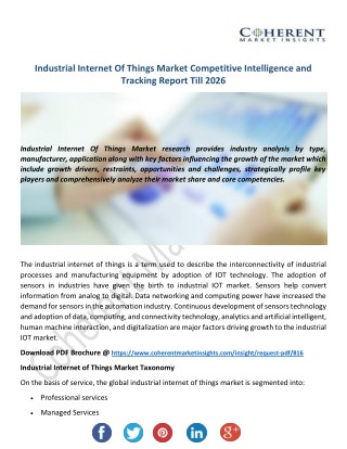 Industrial Internet of Things (IIoT) Market, 2018-2026 – Market Estimate, Competitive Landscape, Industry Size: Coherent