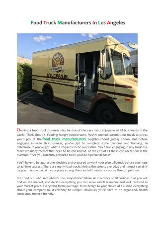 Food truck manufacturers