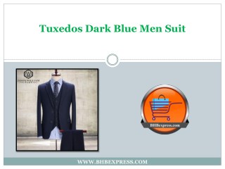Tuxedos Dark Blue Men Suit, Slim Fit Groom For Men - BHBexpress.com