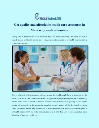 Get quality and affordable health care treatment in mexico by medical tourism