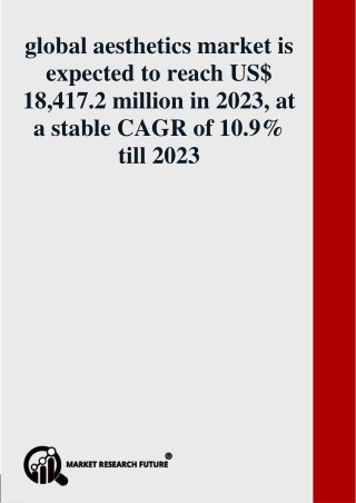 global aesthetics market is expected to reach US$ 18,417.2 million in 2023, at a stable CAGR of 10.9% till 2023