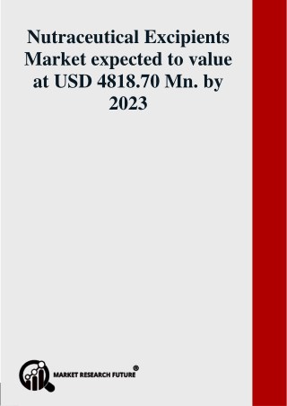 Nutraceutical Excipients Market growth is mainly driven by the burgeoning nutraceutical sector