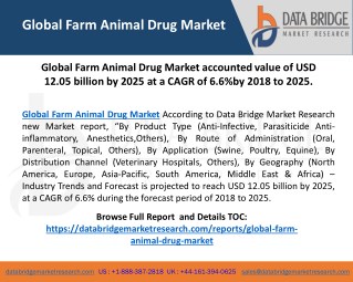 Global Farm Animal Drug Market is Growing at a Significant Rate in the Forecast Period 2018-2025
