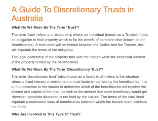 A Guide To Discretionary Trusts in Australia | Success Accounting Group