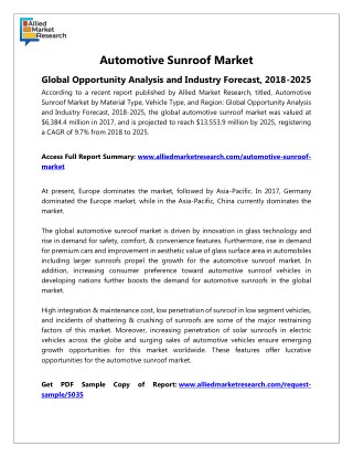 Automotive Sunroof Industry