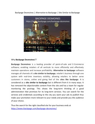 Backpage Desmoines | Alternative to Backpage | Site Similar to Backpage