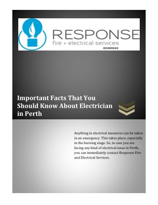 Important Facts That You Should Know About Electrician in Perth