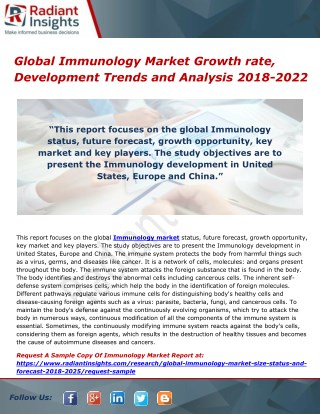Global Immunology Market Growth rate, Development Trends and Analysis 2018-2022