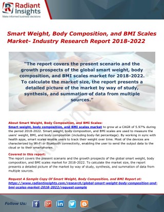 Smart Weight, Body Composition, and BMI Scales Market- Industry Research Report 2018-2022