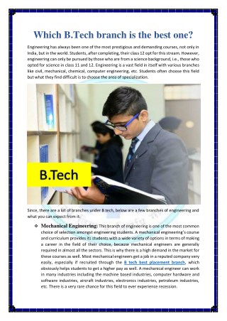 Which B.Tech branch is the best one?