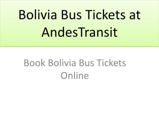 Bolivia Bus Tickets at AndesTransit