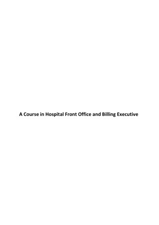 A Course in Hospital Front Office and Billing Executive