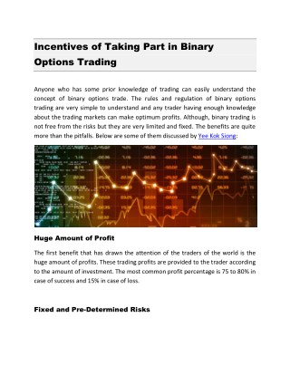 Incentives of Taking Part in Binary Options Trading