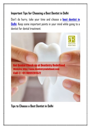 Important Tips for Choosing a Best Dentist in Delhi