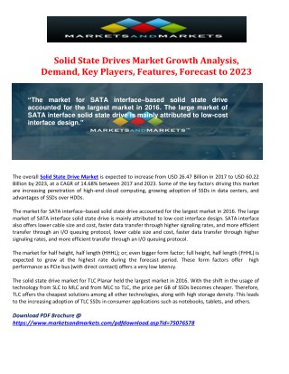 Solid State Drives Market Growth Analysis, Demand, Key Players ,Features, Forecast to 2023