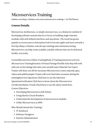Build Your Career With Microservices Online Training At TekSlate
