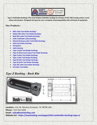 Type DD Lathe Tool Holder Bushings