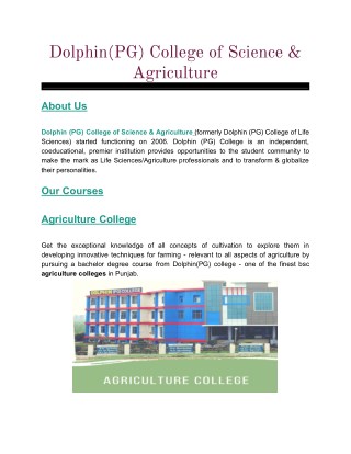 Bsc Agricultural Science