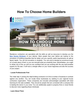 How To Choose Home Builders