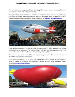 Expand Your Business with Inflatable Advertising Balloon