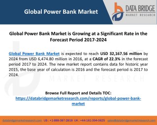 Global Power Bank Market is Growing at a Significant Rate in the Forecast Period 2017-2024