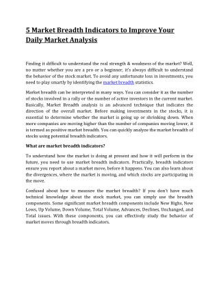 5 Market Breadth Indicators to Improve Your Daily Market Analysis