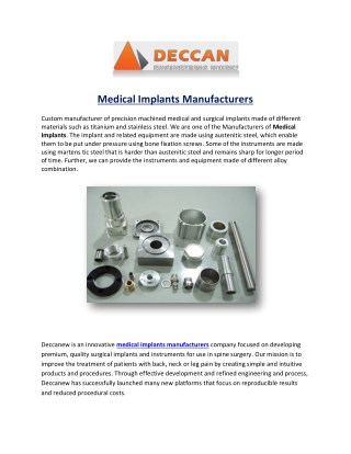 Medical Implants Manufacturers