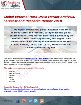 Global External Hard Drive Market Analysis, Forecast and Research Report 2018