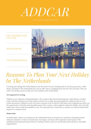 AddCar: Reasons To Plan Your Next Holiday In The Netherlands