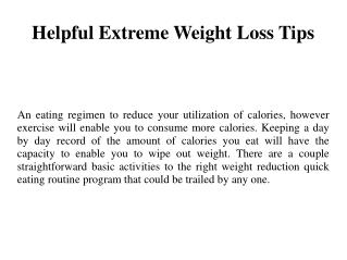 Helpful Extreme Weight Loss Tips