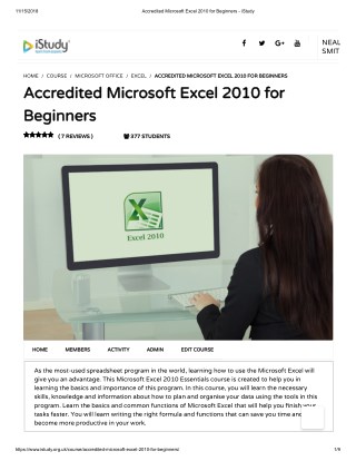 Accredited Microsoft Excel 2010 for Beginners - istudy