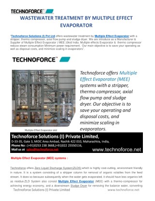 WASTEWATER TREATMENT BY MULTIPLE EFFECT EVAPORATOR