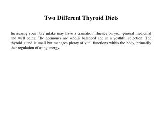 Two Different Thyroid Diets