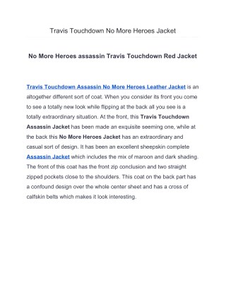 Travis Touchdown No More Heroes Jacket