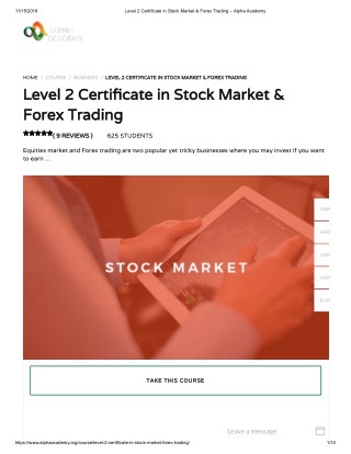 Level 2 Certificate in Stock Market & Forex Trading - Alpha Academy