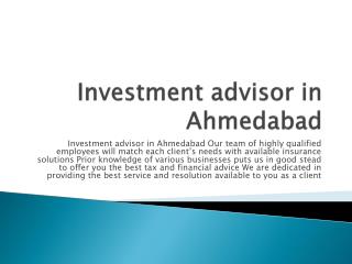 Investment advisor in Ahmedabad